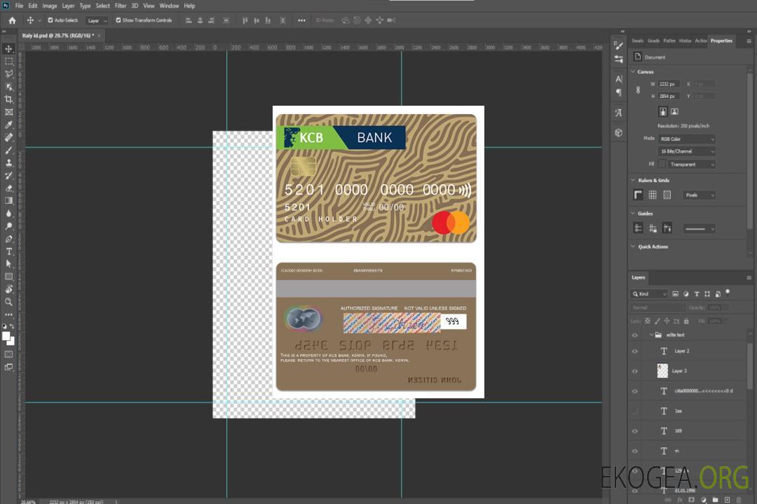 Carte mastercard en or de la KCB Bank du Kenya template